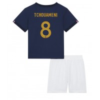 Frankrike Aurelien Tchouameni #8 Fotballklær Hjemmedraktsett Barn VM 2022 Kortermet (+ korte bukser)